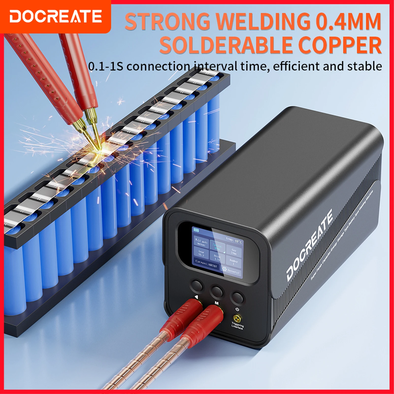 Portable Spot Welder 2 Inch LCD Screen 99 Gears Adjustable Spot Welding Machine for Making DIY Battery Packs