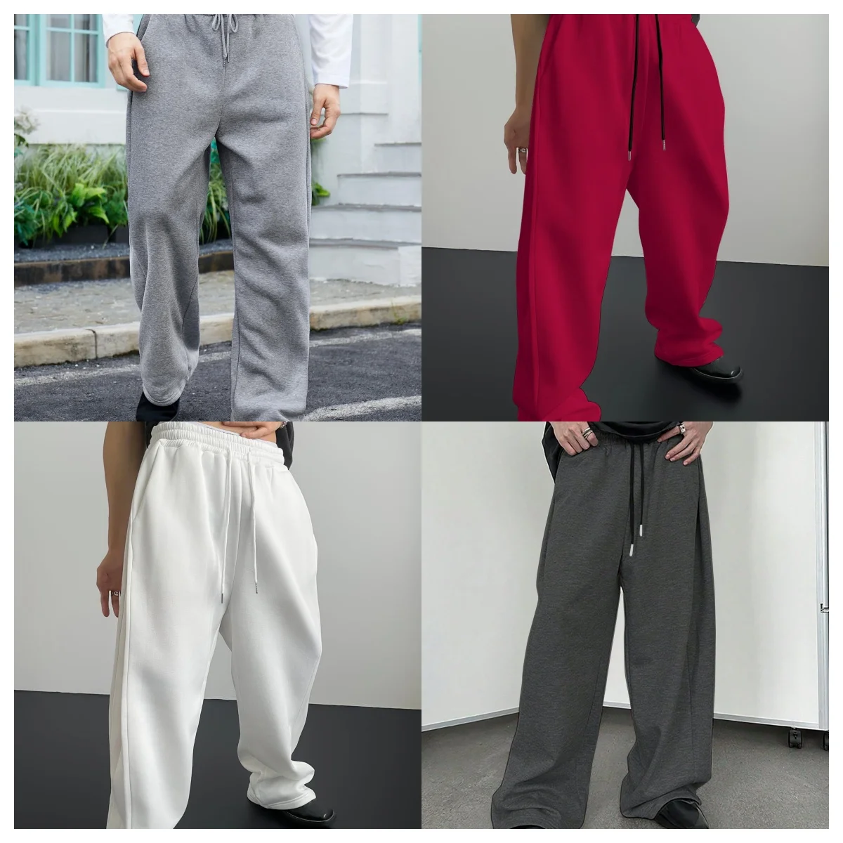 

2026 men's wide leg sweatpants, European and American men's and women's sweatpants, waist drawstring straight leg loose casual s