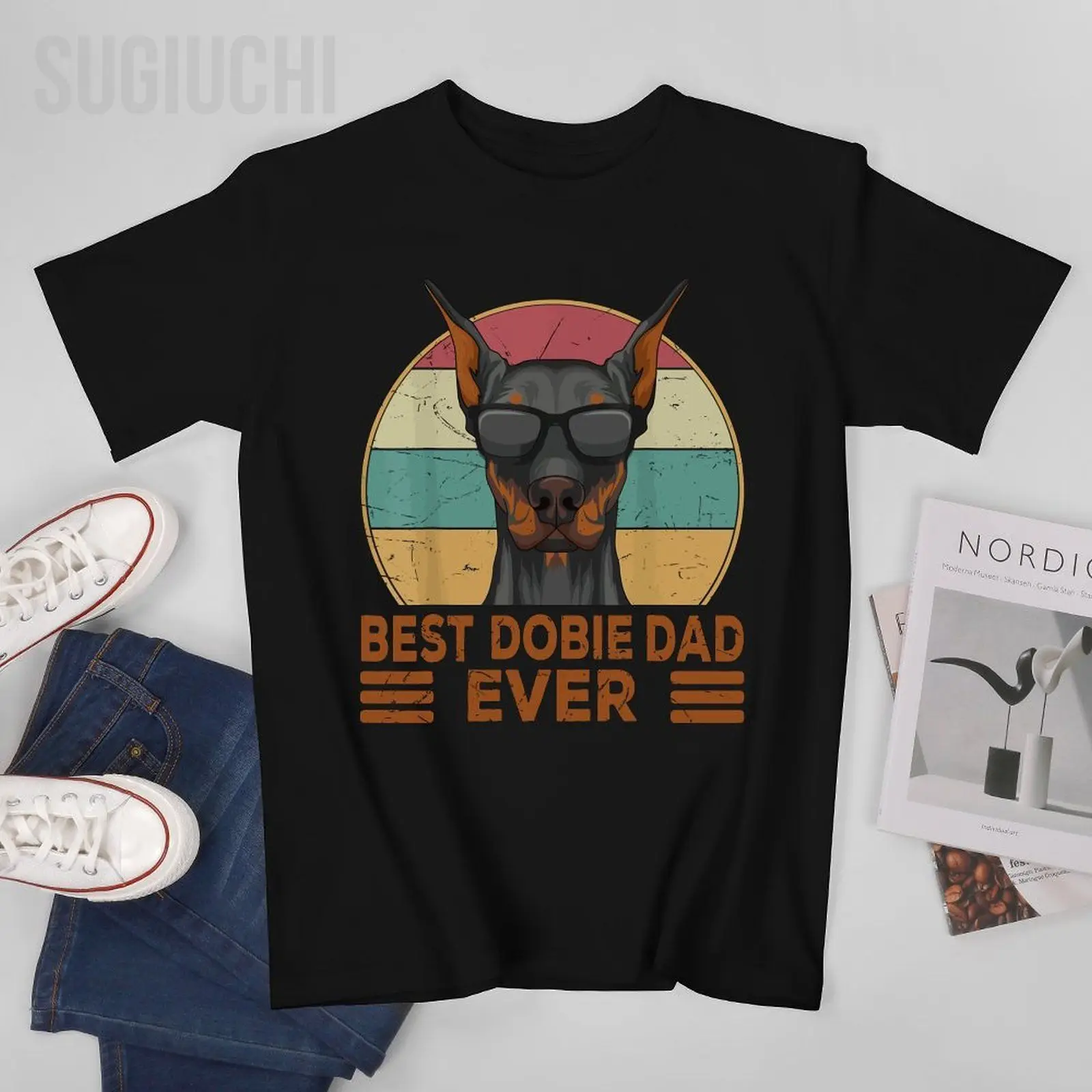 Unisex Men Best Dobie Dad Ever Doberman Dog Owner Tshirt Tees T Shirts Women Boys 100% Cotton T-Shirt