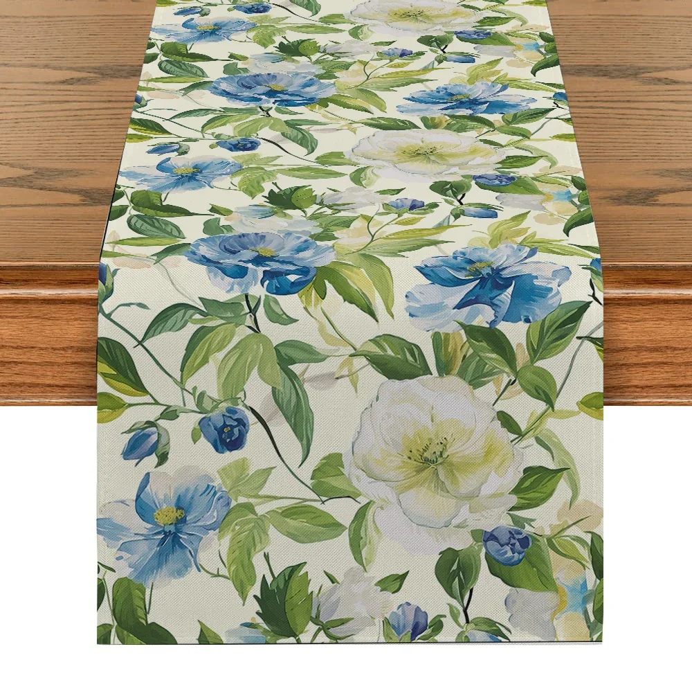 Plants Flowers Foliage Table Decorations Hand-painted Watercolor Prints Table Runners