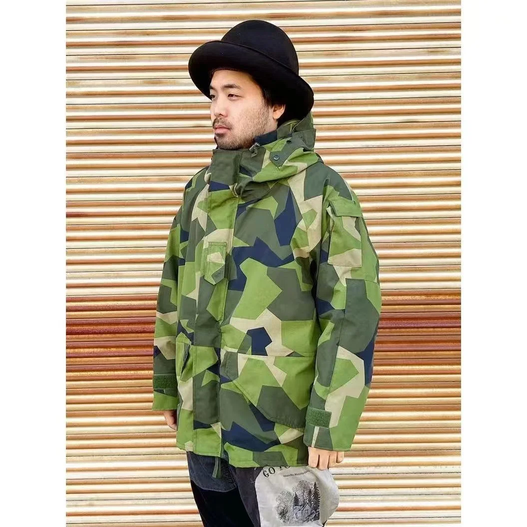 

Men's Outdoor Tactical Jaet Geometric Camouflage Coat Long Hooded Autumn Winter Faion Casual Loose Fit Youth Sle