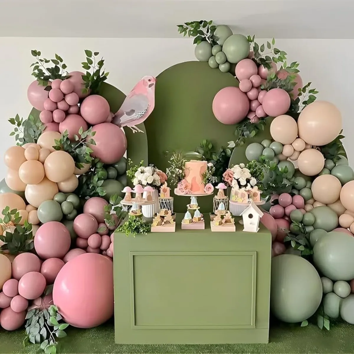 Juego de guirnaldas de globos verdes de 123 piezas para fiestas de cumpleaños, decoraciones para fiestas de bautizo, fiestas del Día de la Madre de Pascua, etc.