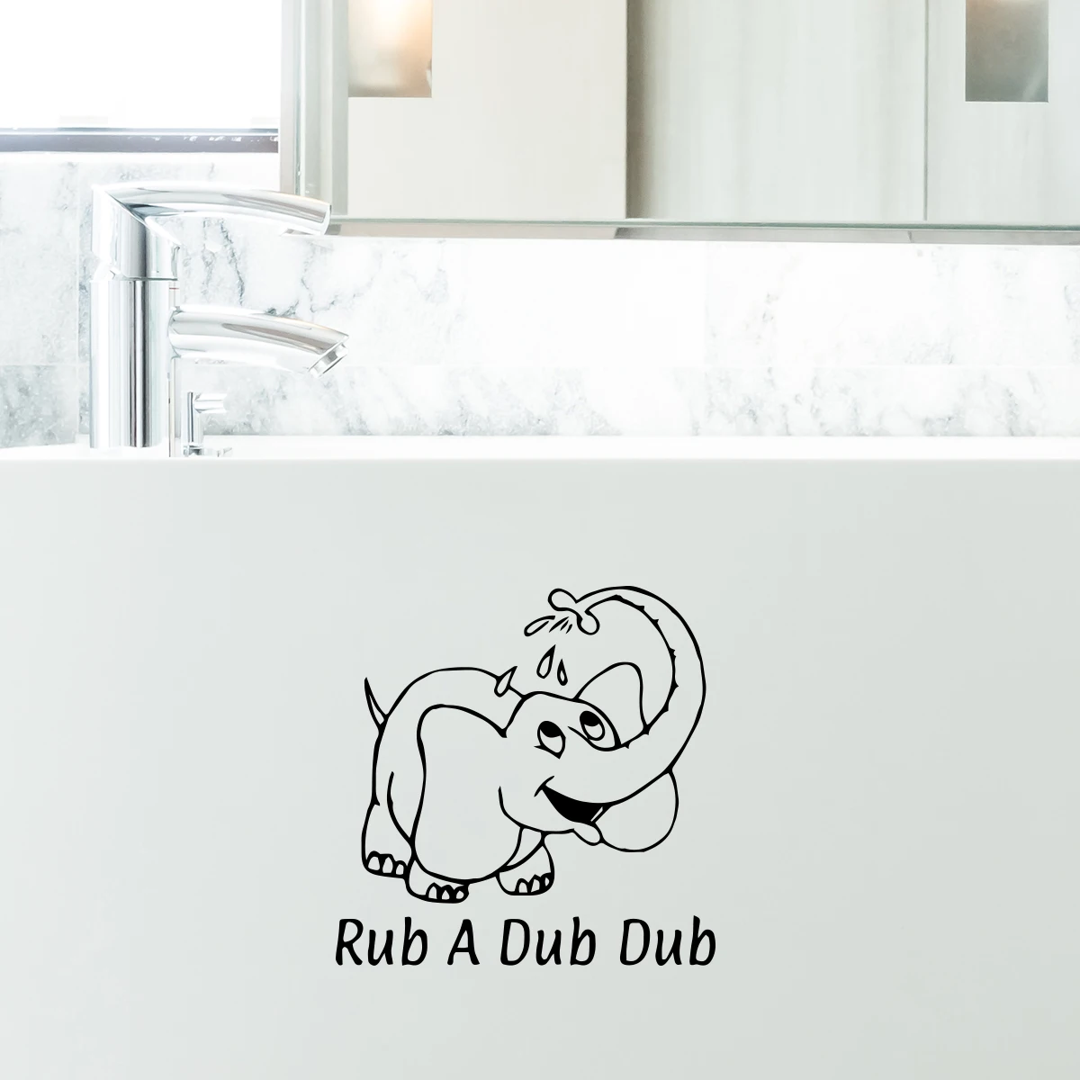 1 pc cool elephant with rub a dub dub Wall Sticker Wall Decal Sticker Home Decor for washroom Decal Creative Stickers