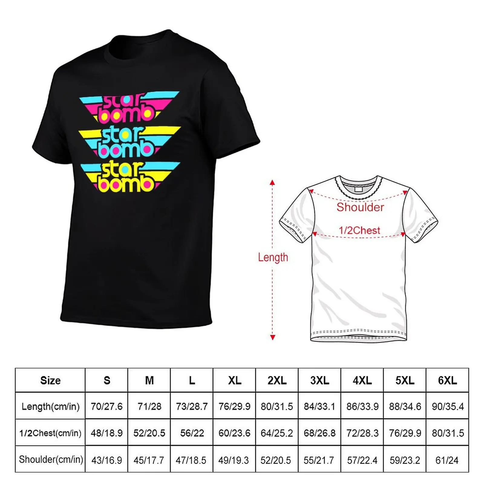 Starbomb Merch Triple Colorful Starbomb Logo T-Shirt Basic Casual Short Sleeve Cotton Shirt