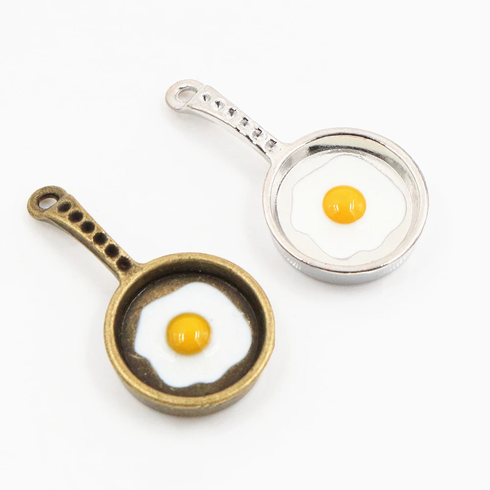 32x17mm 6pcs Antique Silver Plated Bronze Plated Omelette Pan Handmade Charms Pendant:DIY for bracelet necklace