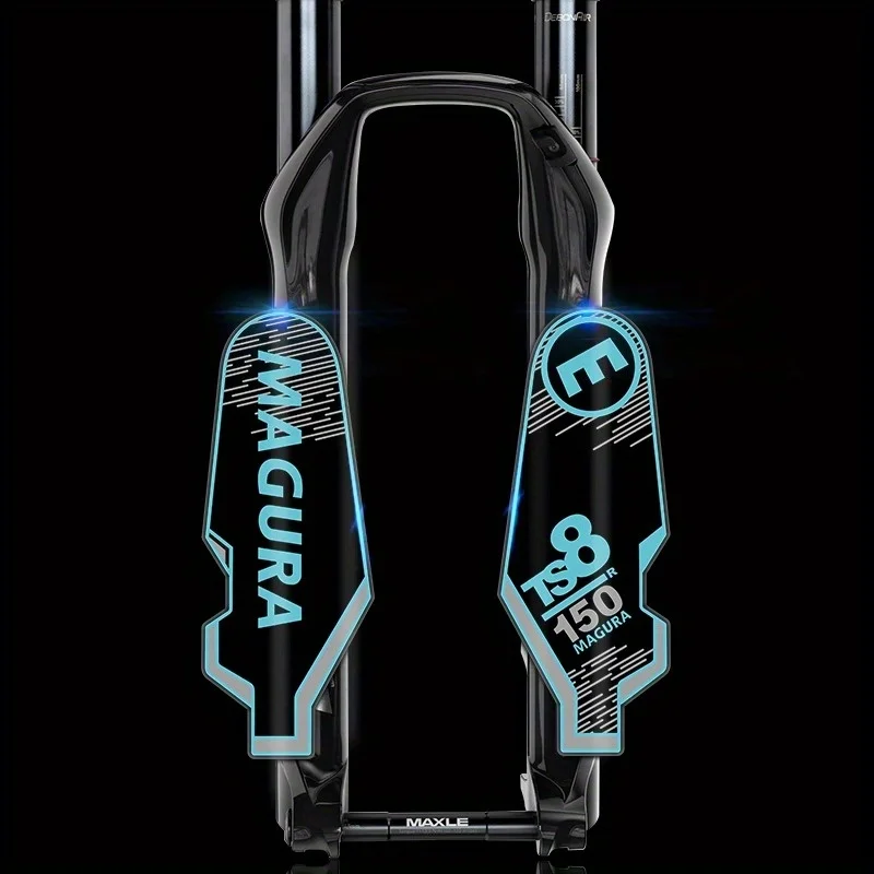 

2 pieces of Magura TS8 Mountain Bike Front Fork Sticker - Teal Reflective Design, Aerodynamic Protective Decorative Sticker