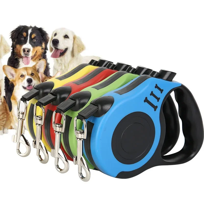 Correas de 5m, duraderas, automáticas, retráctiles, de nailon, extensión de plomo para gatos, cachorros que caminan, correr, ruleta de plomo para perros