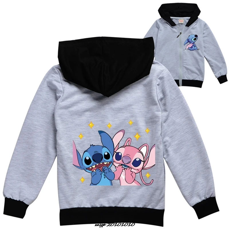 Lilo And Stitch Girls Hoodies for Kids Sweatshirt Baby Boys Zipper Jackets Coat Children\'s Windbreaker Outerwear