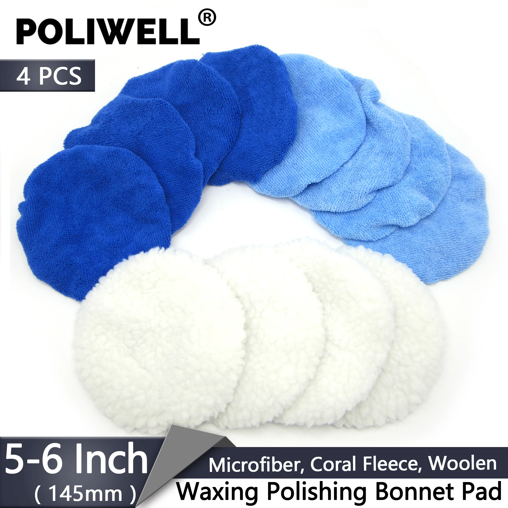 

5 to 6 Inch Buffer Bonnets 4Pcs Waxers Bonnet Set Polishing Pads Buffer Bonnet Car Wax Cover for Orbital Buffer Polisher