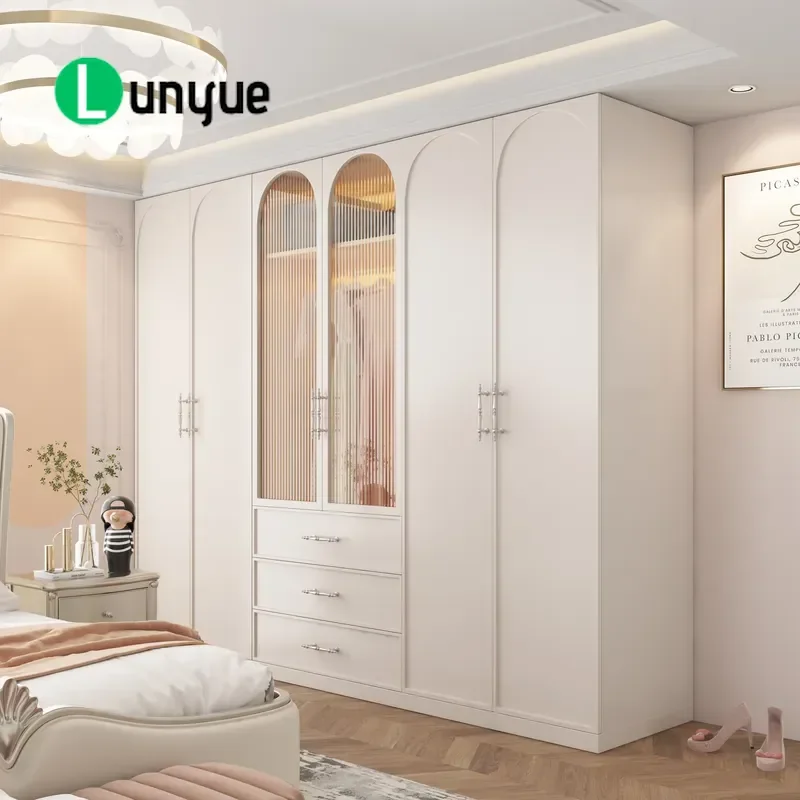 Solid Wood Wardrobe Modern Light Luxury French Cream Style Custom Multi Functional Eco Friendly Storage for Villa Bedroom