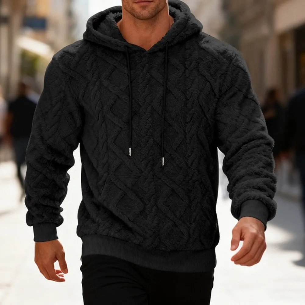 Jacquard Double-Sided For Velvet Hoodie for Men Designed for as Loose for Fit Pullover Sweatshirt for Seasonal Layering