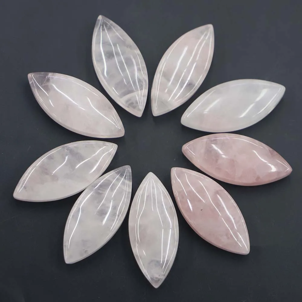 

Natural Stone Rose Quartz Horse Eye Hole Pendant Crystal Necklace Charms DIY Fashion Bracelet Jewelry Accessories Wholesale 6Pcs