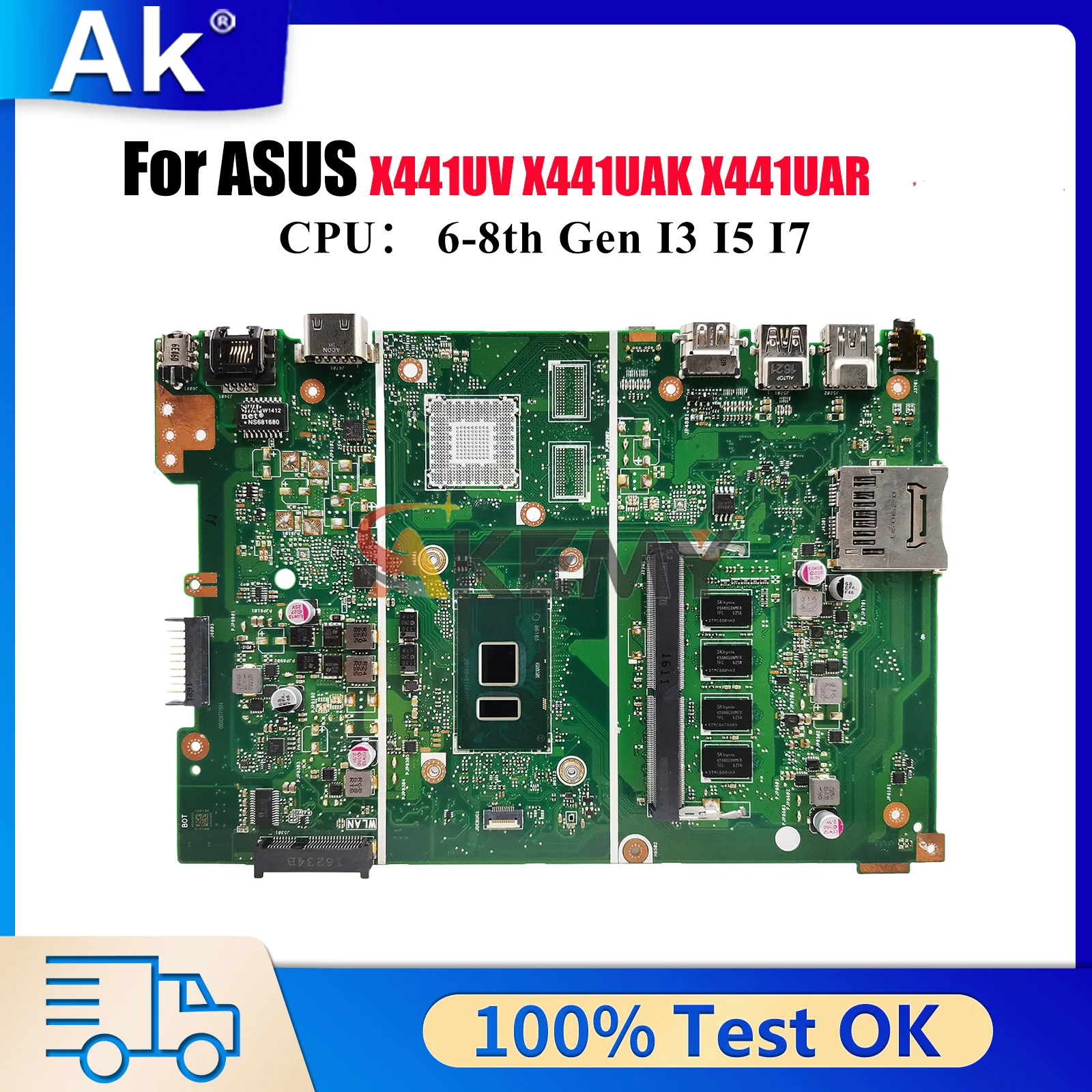 

X441UA Laptop Motherboard For ASUS X441U A441U X441UB X441UAR X441UVK X441UV X441UAK X441URK F441U X441UF Mainboard I3 I5 I7 CPU