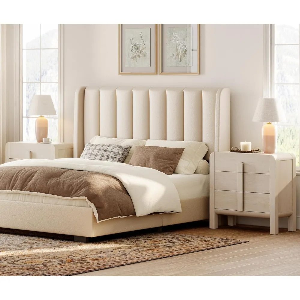 

Modern 3-Drawer Nightstand Set of 2, 31.5 Tall Nightstand End Table w/Curved Profile Design,Wooden Dresser with Large Chest