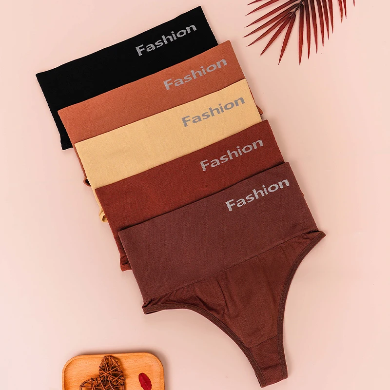 

High Waisted Dark Colored Women Underwear Elastic Shapewear Solid Sexy Slim Fit Panties Fashionable Beautiful Seductive Lingerie