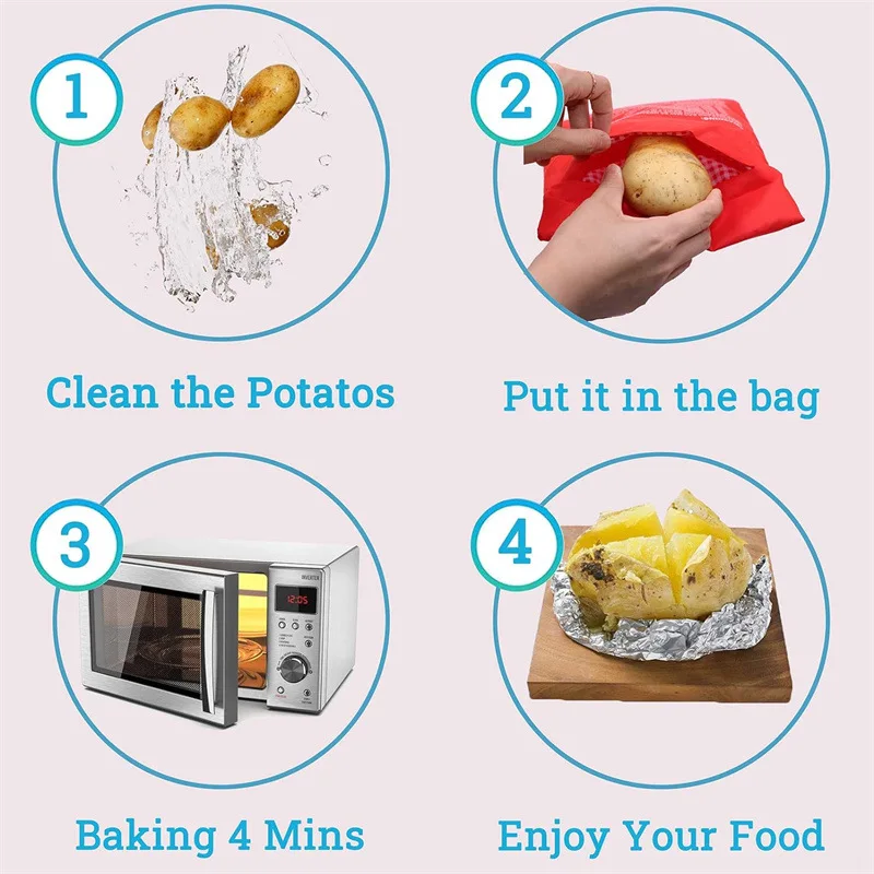 1/2pcs Microwave Oven Potato Cooker Bag Baked Potato Microwave Cooking Potato Quick Fast kitchen accessories kitchen gadgets