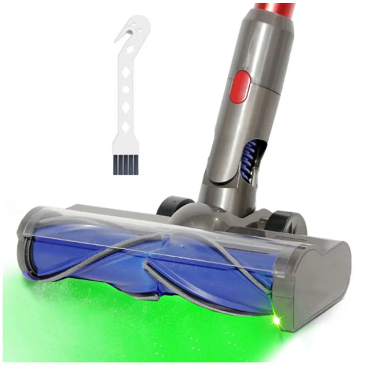 For Dyson V7 V8 V10 V11 V15 Vaccum Cleaner Direct Drive Cleaner Head with Green LED Headlights Turbine Brush Attachment—A19G