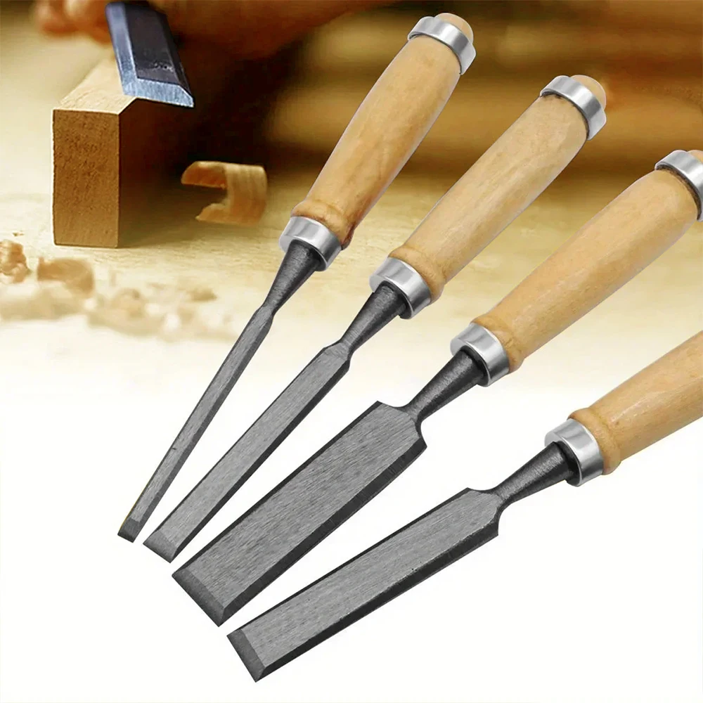 KATWAY 4 قطع إزميل خشب مع مقابض مريحة من خشب الزان 8/12/16/20 مم - أدوات نحت الخشب المريحة أدوات مساعدة ذاتية الصنع HH-AA142 #3