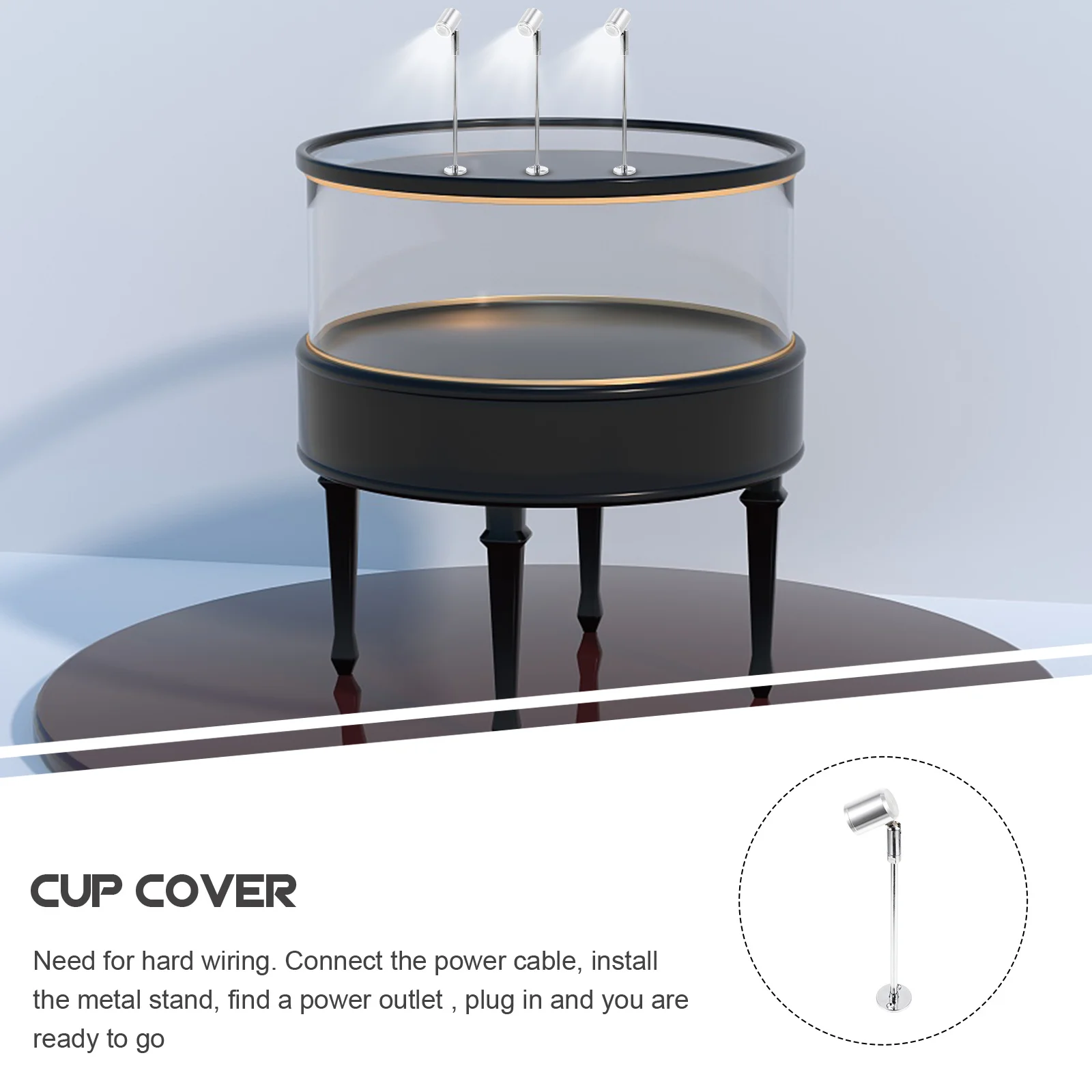 

2Pcs Cabinet Spotlight Ac100-265V LED Jewelry Display Warm White Light 215Mm High Brightness Metal Stake Exhibition Light