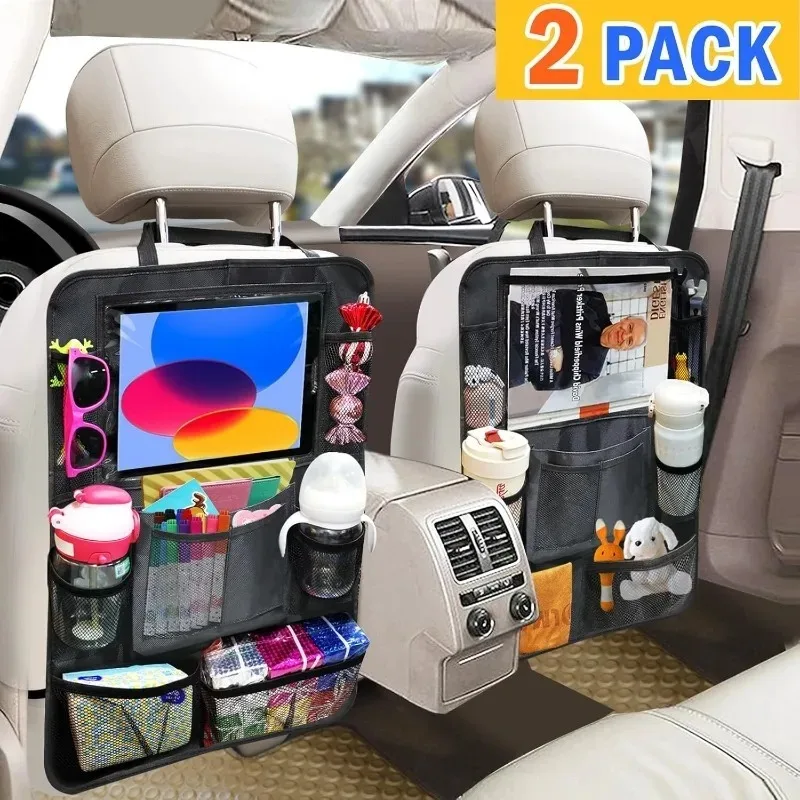 Auto-Rücksitz-Organizer, 2 Stück, Auto-Aufbewahrungs-Organizer, Kick-Matten, Rücksitz-Schutz mit Touchscreen, Tablet-Halter