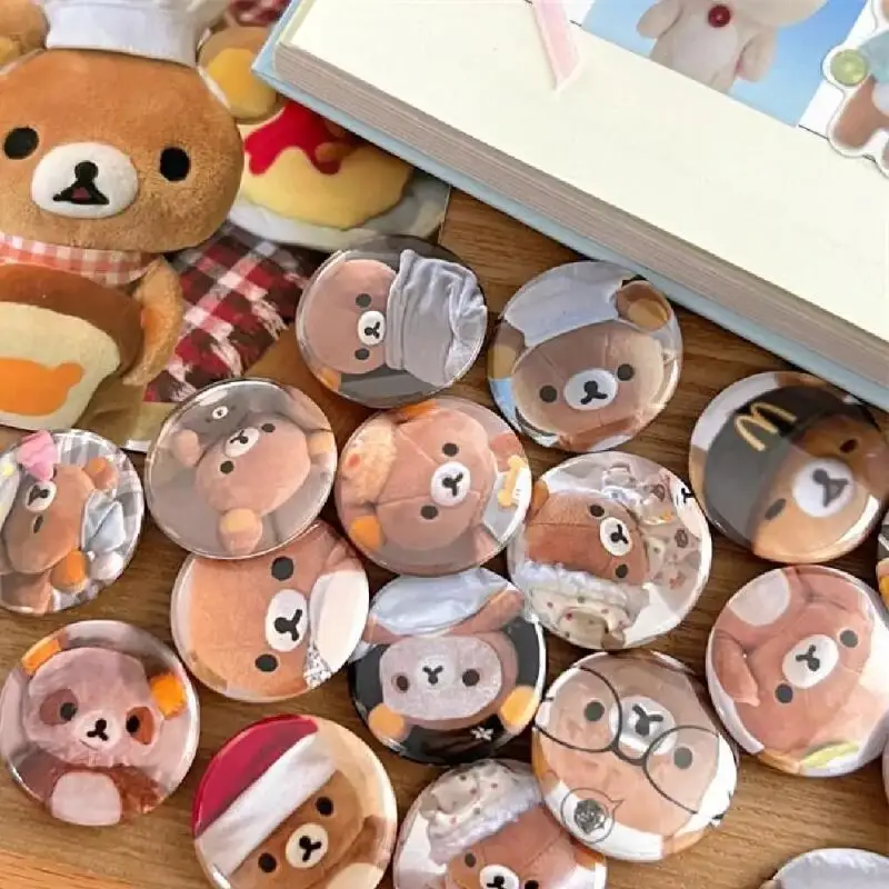 25 مللي متر Rilakkuma شارة صغيرة ريترو ستايل بروش يده حساب الديكور الملابس و itabag الديكور انمي ياباني المحيط