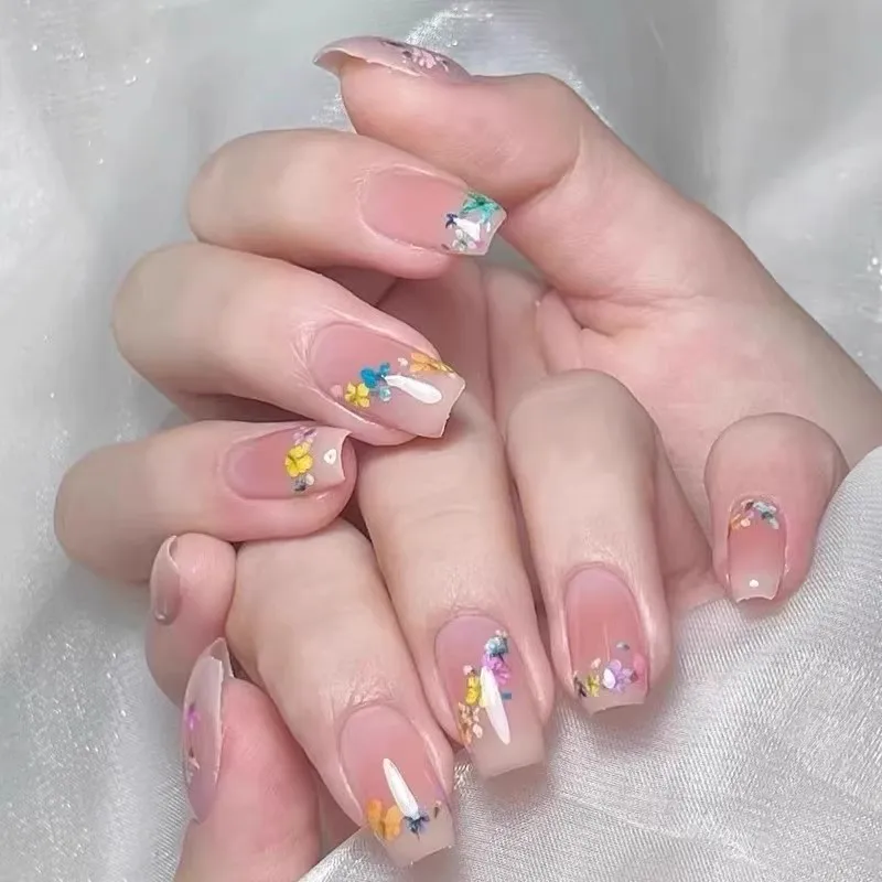 Flores secas-decorações da arte do prego 3d peças japonesas unhas encantos acessórios de decoração suprimentos material para unhas