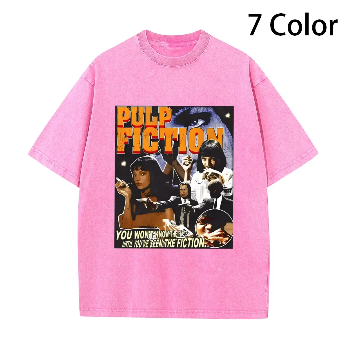 

Pulp Fiction T Shirt Hip Hop Vintage Washed Movie Old School Top Tees Oversized T-shirt Short Sleeve Sweatshirts Man