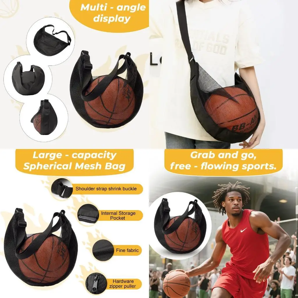 

Y1UC Basketball Training Net Bag Side Carry Single Football Net Backpack