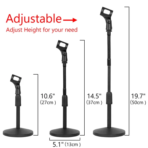 Imagen 2 del producto Geekria-Soporte de micrófono de sobremesa telescópico con cuello de cisne para Creator, brazo Flexible, Compatible con Shure Sm58