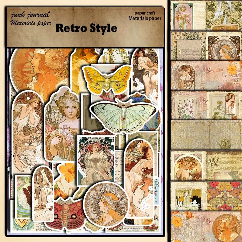 30-Piece Renaissance Girls and Vintage Floral Stickers - Perfect for DIY Phone Cases, Tablet Covers, Journals, Cards, Gift Boxes