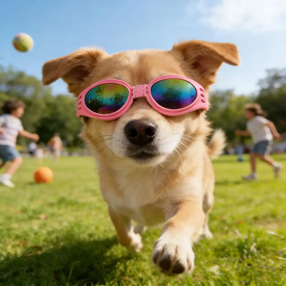 Dog Sunglasses Foldable Pet Sunglasses with Adjustable Strap Uv Protection Dog Glasses Windproof Goggles for Small Medium Dogs