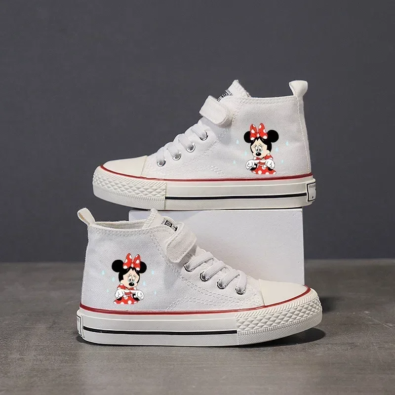 Sepatu kanvas anak laki-laki dan perempuan, sneaker disney High-top rendah bercetak Mickey Mouse untuk anak laki-laki dan perempuan 16