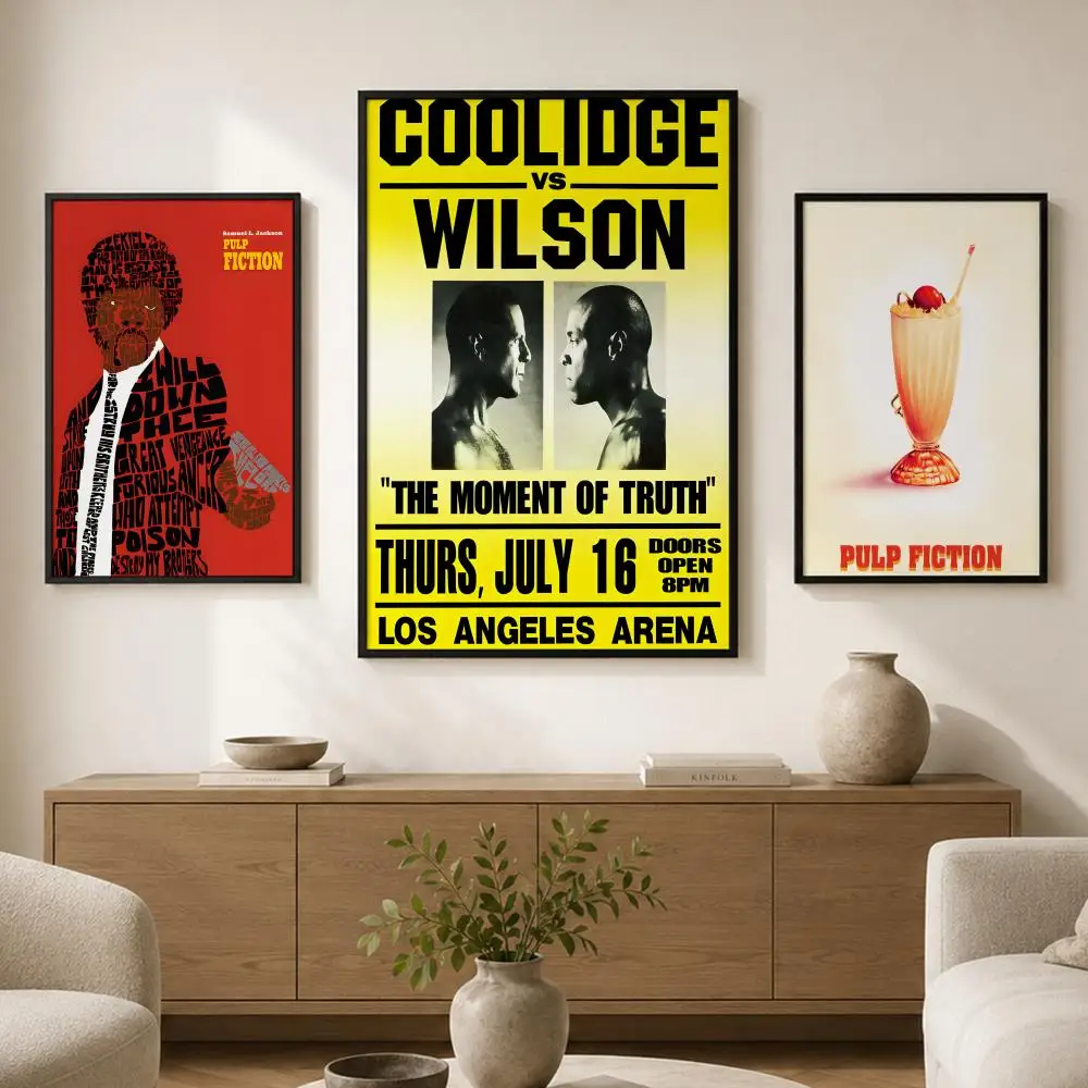 Movie P-Pulp Fiction Poster Waterproof PVC Wall Poster, Peel-and-Stick HD Art for Living Room, Bedroom and Shop