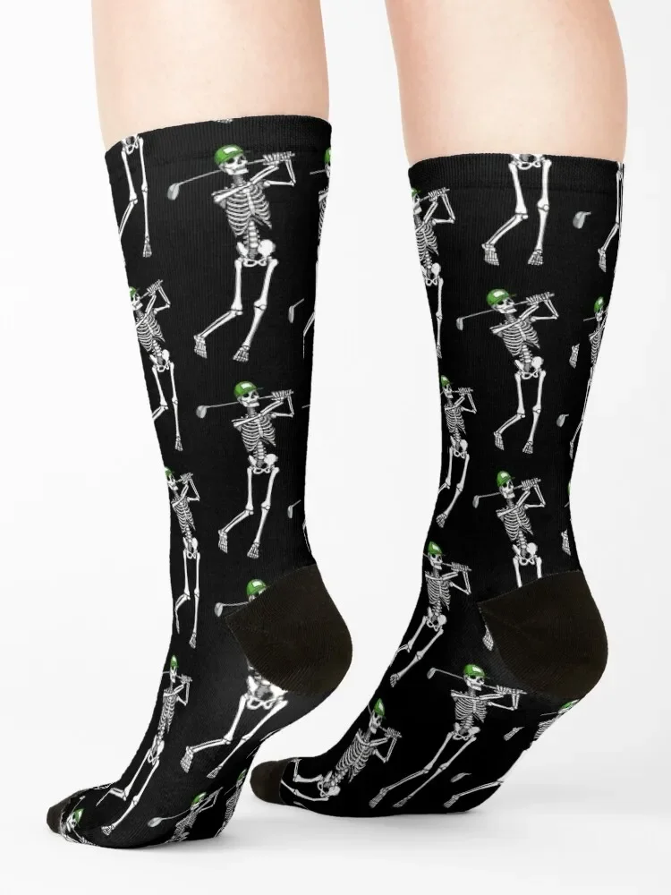 Calcetines divertidos de Golf para hombres y niñas, calcetines con patrón de Halloween, esqueleto de Golf, zapatos sueltos, regalo de Navidad