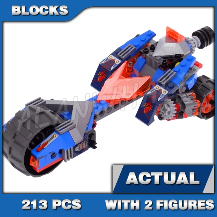 213pcs Nexoes Knights Thunder Mace Bike 12 Rapid fire Shooters Motorcycle 10517 Building Blocks Toys Compatible with Model