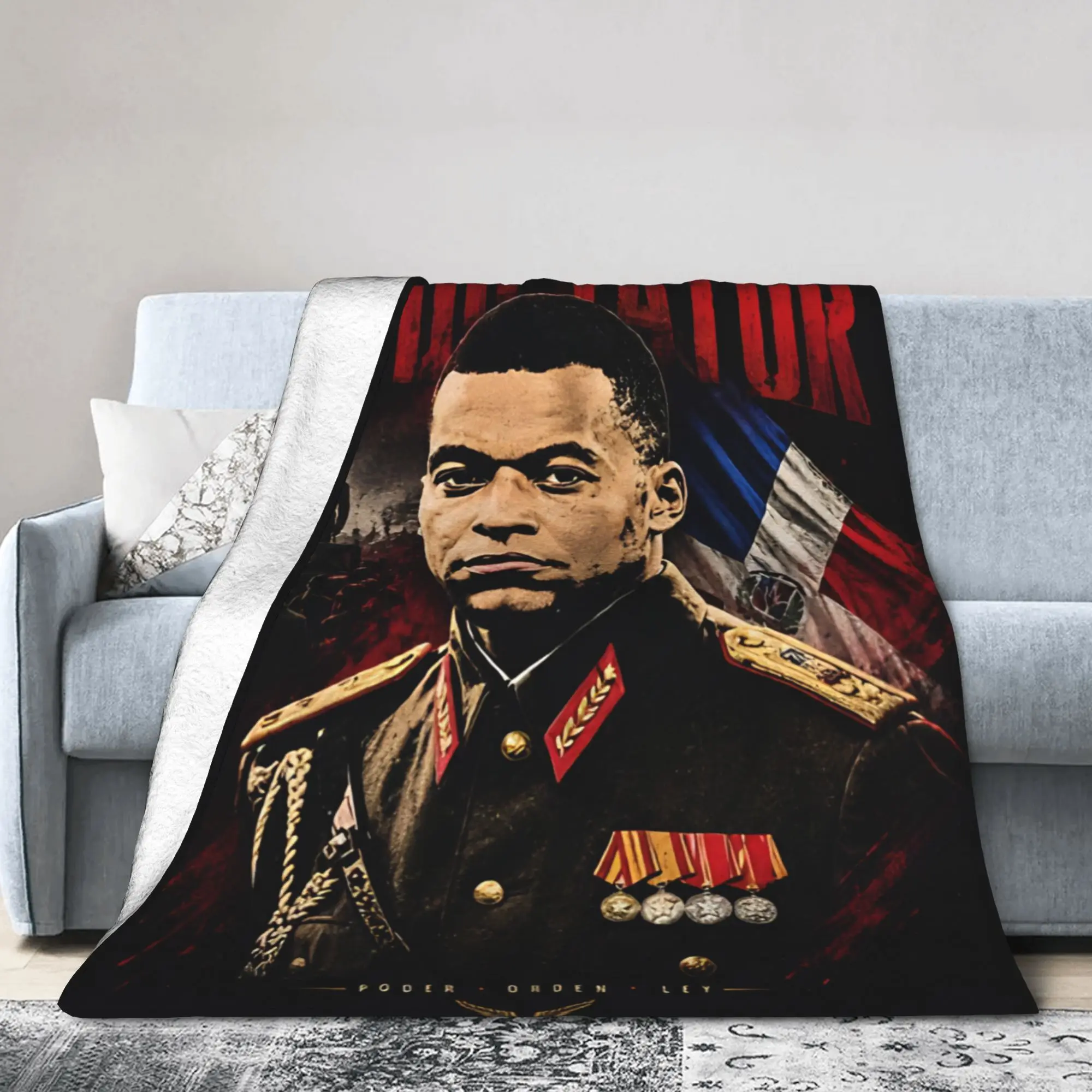 Kylian Mbappe The Dictator Throw Blanket Warm Soft Aesthetic Blanket  For Living Room Plane Travel Flannel Bedspread Bed Cover