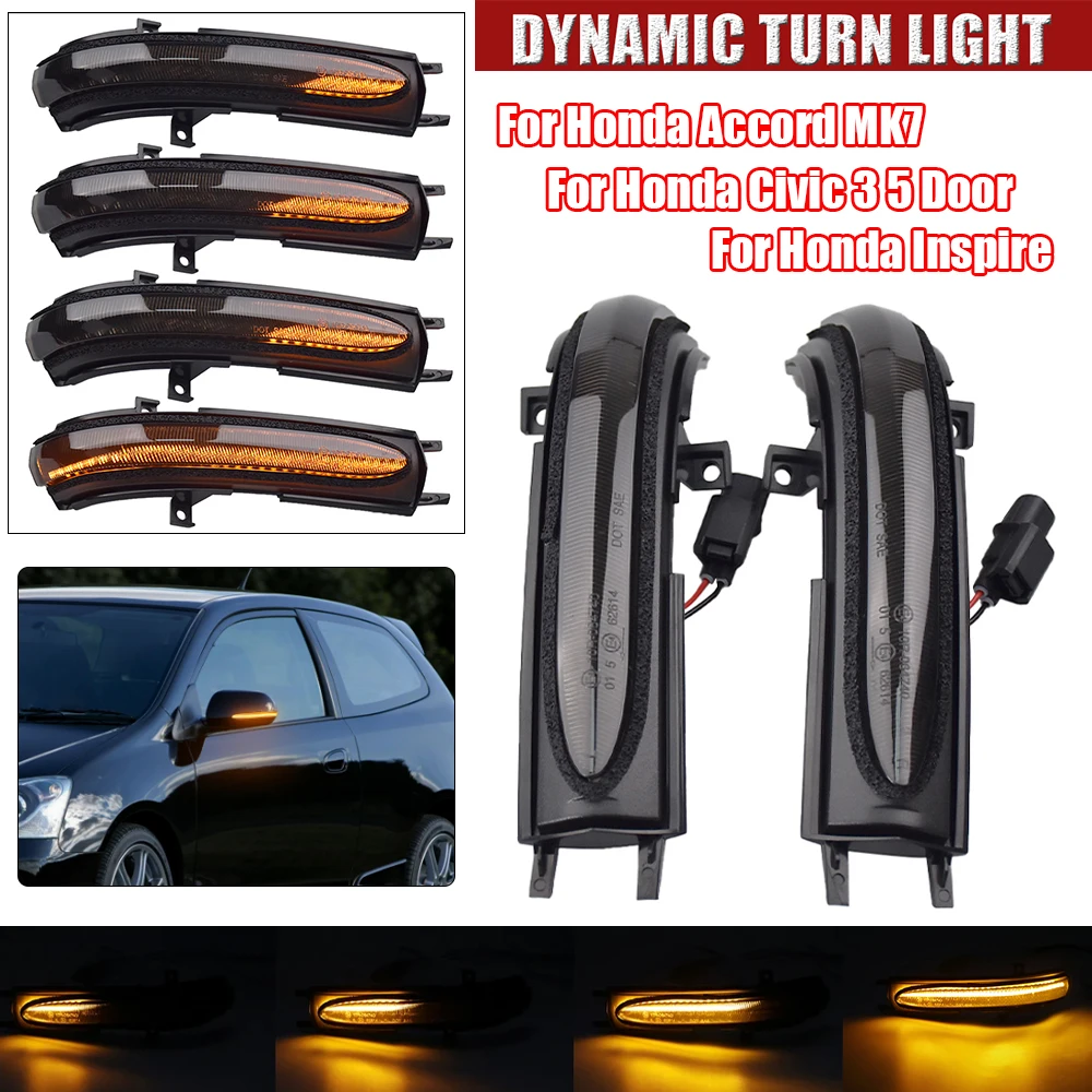 1Pair For Honda Accord Civic Inspire Acura TSX Flowing Turn Signal Light LED Side Wing Rearview Mirror Dynamic Indicator Blinker