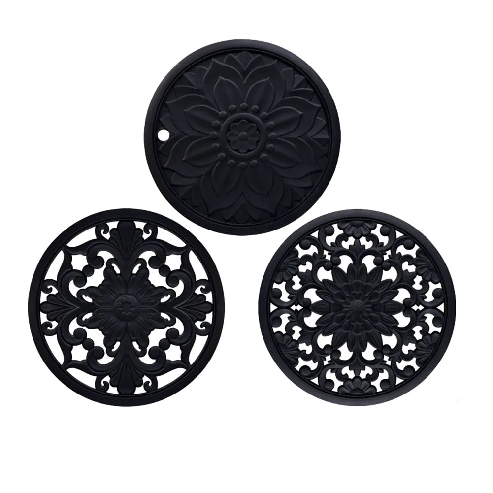 

Tableware Kitchen Supplies Placemats Mat Washable Hollow Non-slip Silicone Stable Versatile Waterproof Household