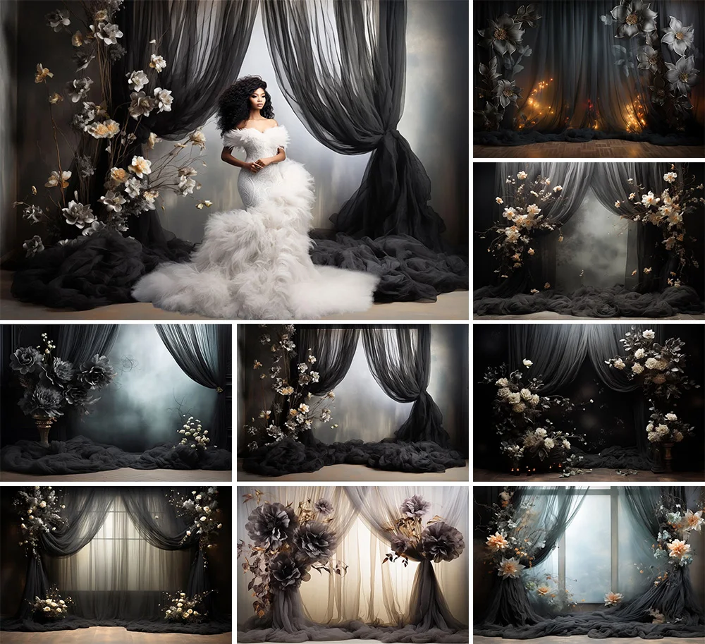 Mehofond ผ้าม่านสีดำติดพื้นหลังสำหรับถ่ายรูป, ผ้าม่านสีดำสำหรับผู้ใหญ่สำหรับงานแต่งงานวันเกิดคลอดศิลปะฉากหลังถ่ายภาพสตูดิโอถ่ายภาพบุคคล
