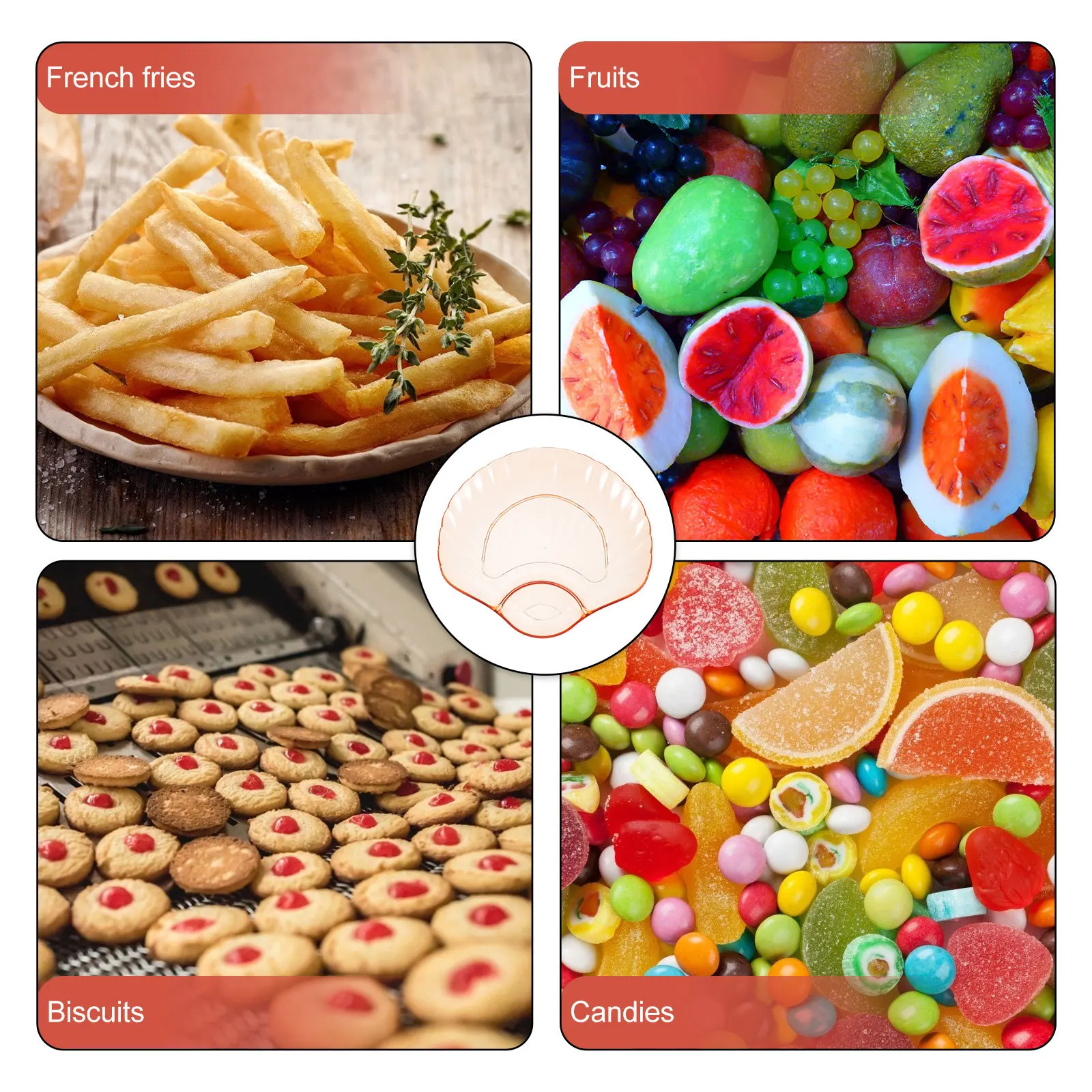 

4Pcs Plastic Fruit Plate Snacks Serving Tray Multi-Function Fruit Holder for Picnic Cake Dessert Dip Sturdy Compact Design