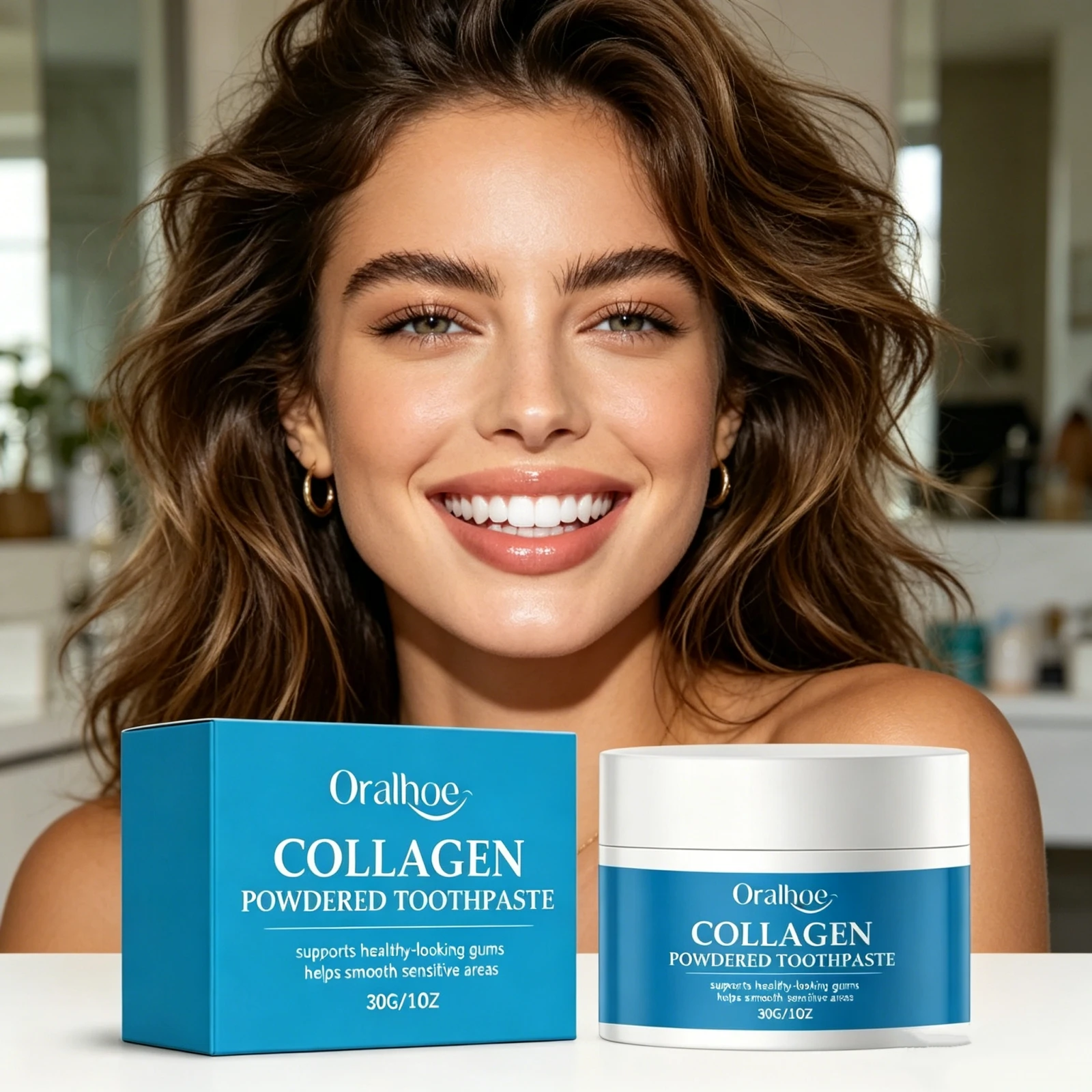 Collagen Whitening Tooth Powder Stain Removal Plaque Enamel Strengthen Fresh Breath Gum Health Care Oral Hygiene Cleaning Powder