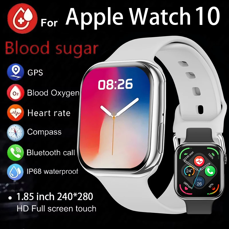 New For Apple Watch 10 GPS NFC Smart Watch Men Women Wireless Charging BT Call Waterproof HD AMOLED Smartwatch For Android IOS