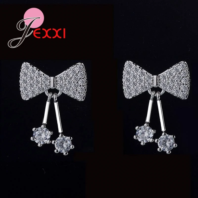 2025 Unique Design 925 Sterling Silver Stud Earrings With Bowknot Shape Rhinestones Fancy Wedding Accessory For Women
