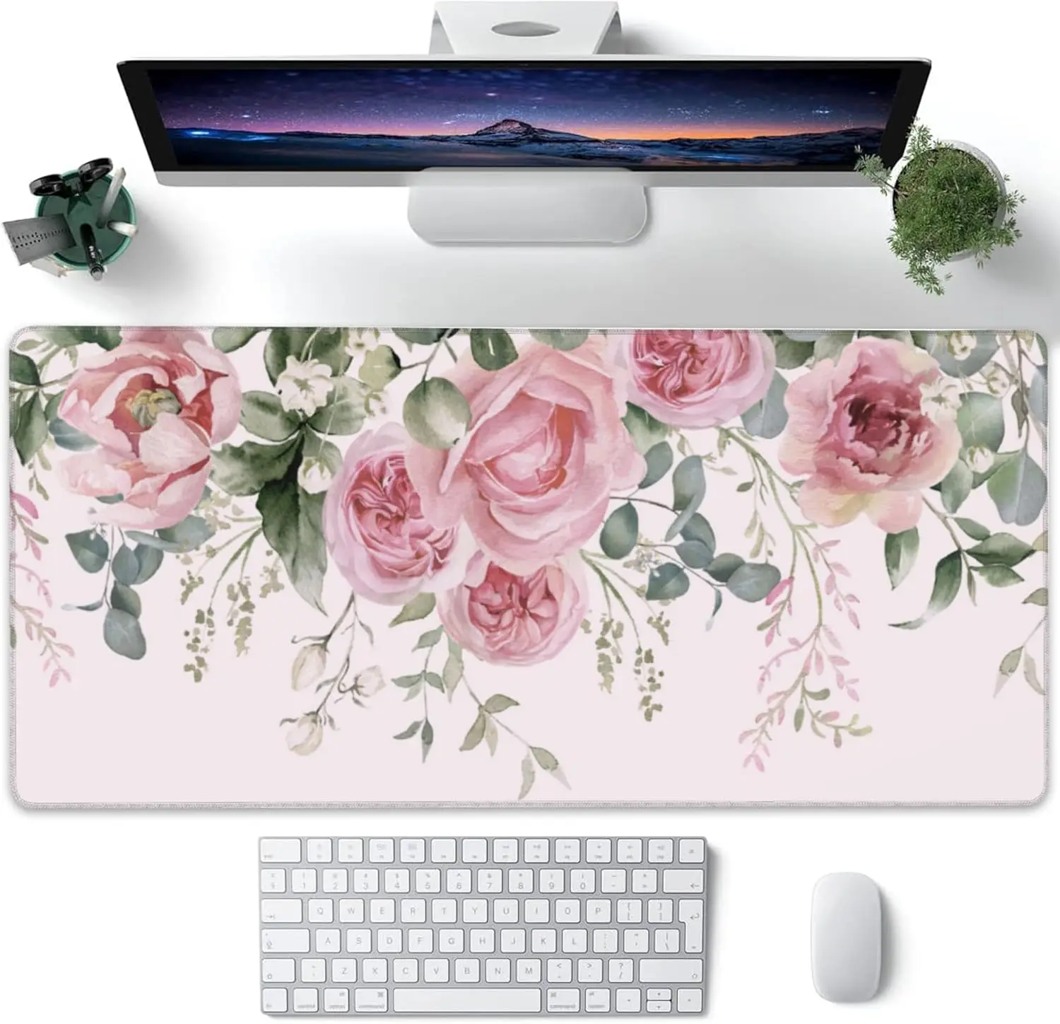 

Pink Peony Flowers Mouse Pad Large Rubber Base Anti-slip PC Desk Accessories Mousepad for Office & Gamer Keyboard Mats Decor Mat