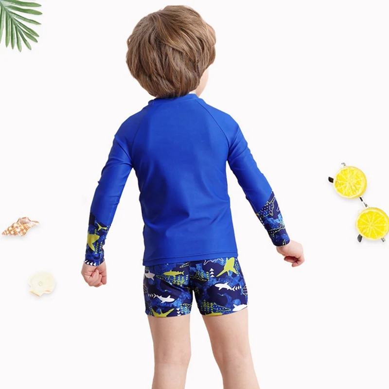 Swimsuit Kids Long Sleeve Children Swimming Suit Beach UPF50 Anti UV Toddler Baby Boy Swimwear Dinosaur Shark Bathing Suit Child