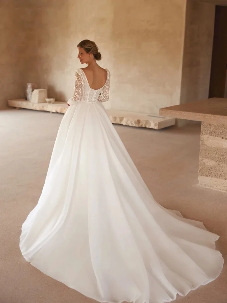 

Элегантные женские свадебные платья по индивидуальному заказу, очаровательные платья невесты с длинными рукавами, современная длина для мытья полов, банкетное платье Vestido De Novia