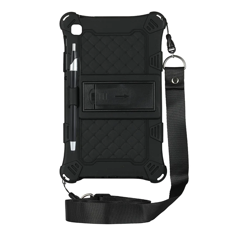 

6X силиконовый чехол для Tab A7 Lite 8,7 дюйма 2021 T220 T225, чехол для планшета, подставка для планшета с ручкой и ремешком, черный