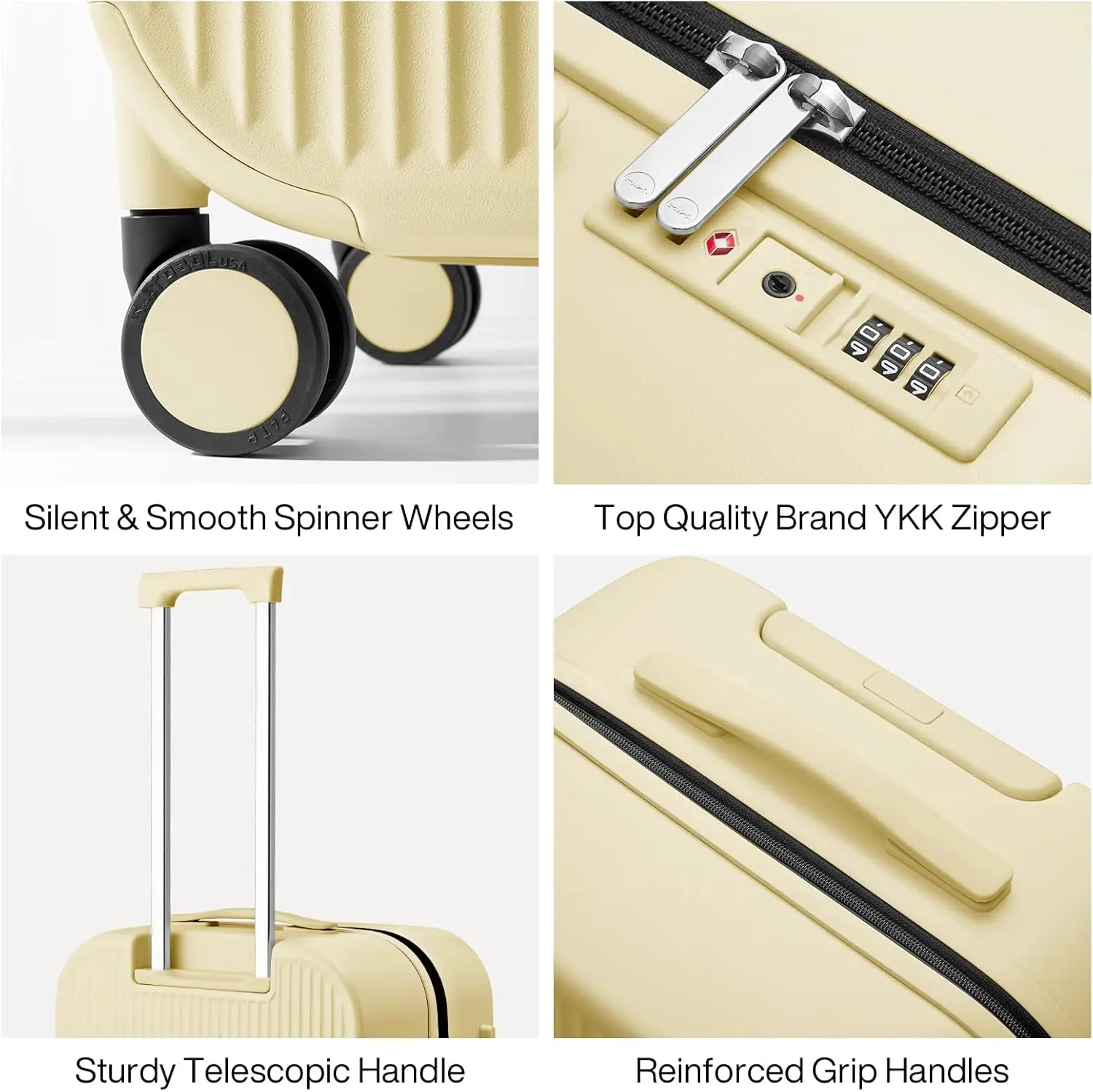 26 Inch Large Checked Luggage PC Hardshell Suitcases with Wheels for Travel Woman Men, Lark Yellow