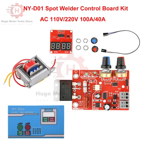 NY-D01 Spot Welder Control Board Kit AC110V 220V 100A 40A Digital Display Spot Welding Machine Time And Current Control Module