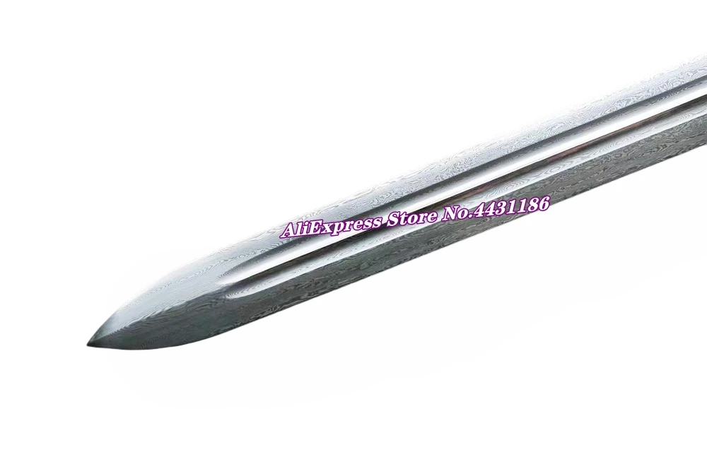 Handmade Chinese KungFu Functional Dao Sword Damascu Folded Steel Blade Full Tang China WuShu TaiChi Double Edge Battle Jian view 6